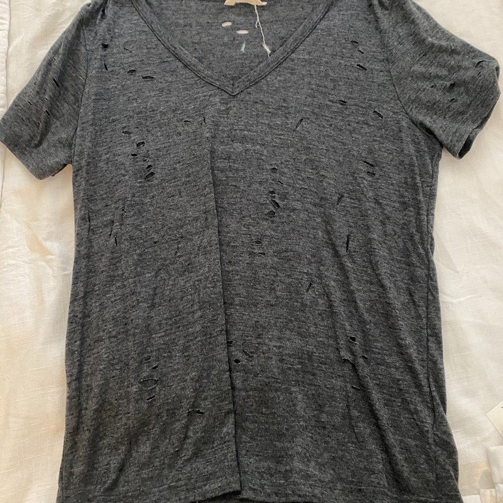 Distressed gray tee
